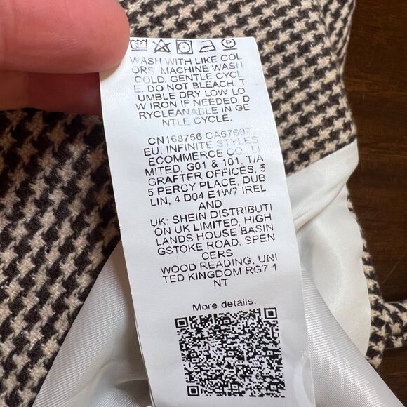 Houndstooth Parisian Academia Scandi Preppy Old Money Euro Equestrian Top XS - Picture 9 of 9